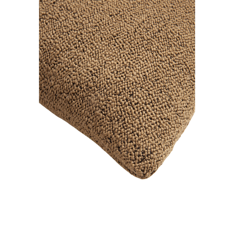 The cumin Nomad Square Outdoor Cushion from Ethnicraft in detail.