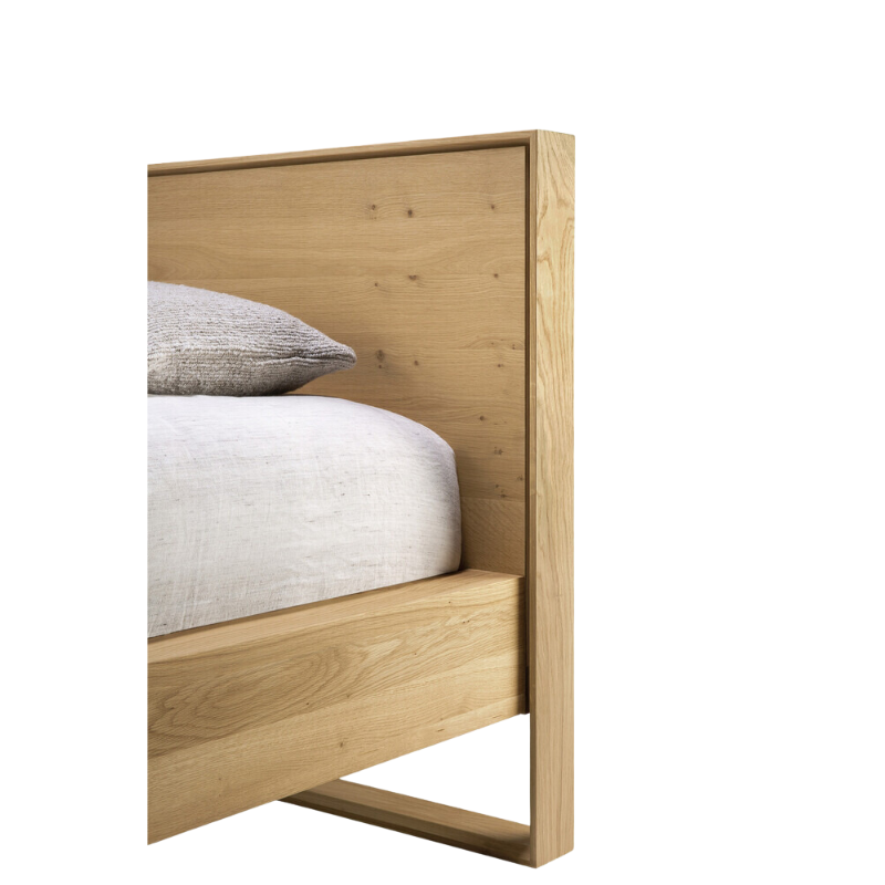 The Nordic II Bed from Ethnicraft in a detailed photograph of the headboard.