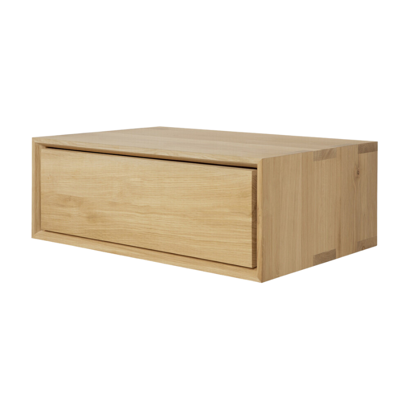 The Nordic II Hanging Bedside Table from Ethnicraft from the side.