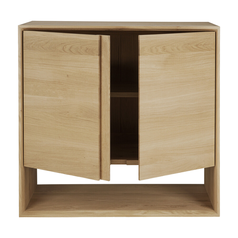 The Nordic Sideboard from Ethnicraft 31.5 inch size with two open doors.