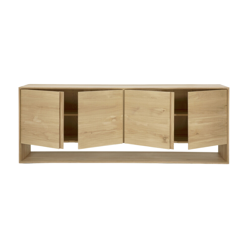 The Nordic Sideboard from Ethnicraft 83 inch size with four open doors.