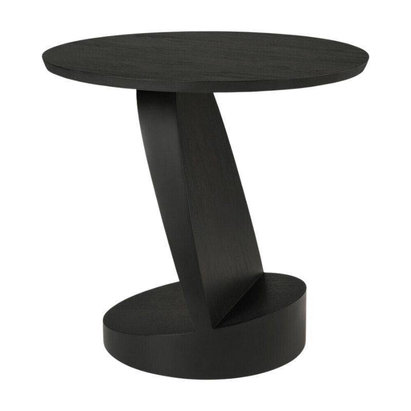 The Oblic Side Table from Ethnicraft in black teak at an angle.