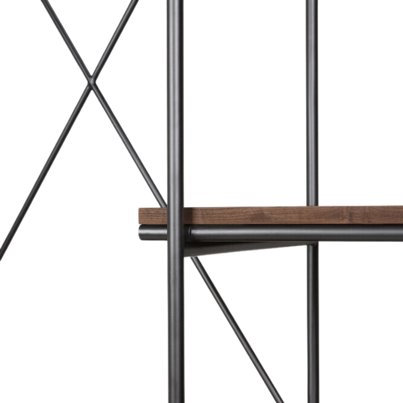 The Oscar Hanging Rack from Ethnicraft focusing on the shelf.