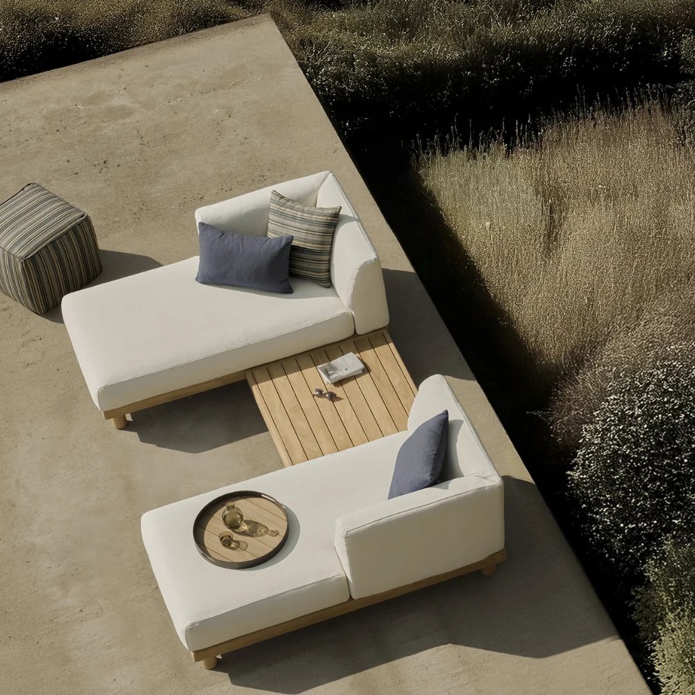 Ethnicraft's Monocle Outdoor Lounger set.