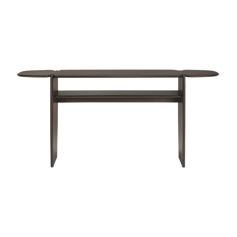 The PI Console from Ethnicraft in dark brown mahogany 63 inch size