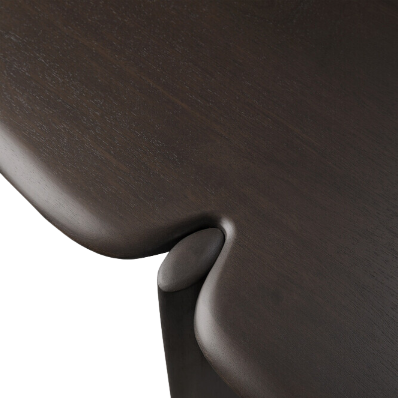 The PI Console from Ethnicraft in dark brown mahogany in detail.