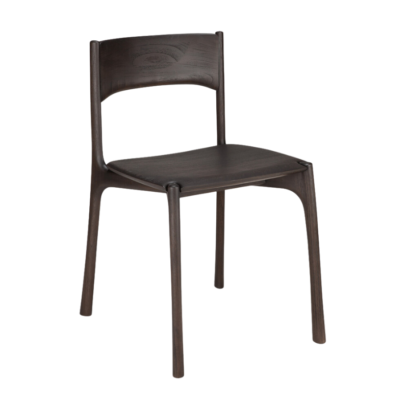 The PI Dining Chair without Armrest by Ethnicraft from the side angle.