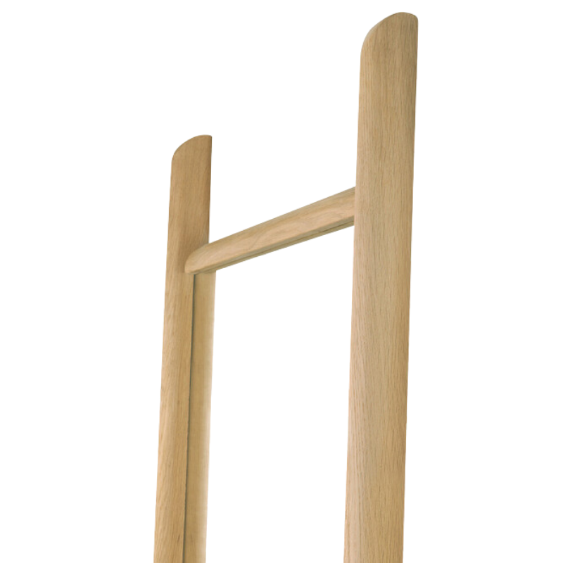 The PI Oak Floor Mirror by Ethnicraft is from the top of the leg. all-groups