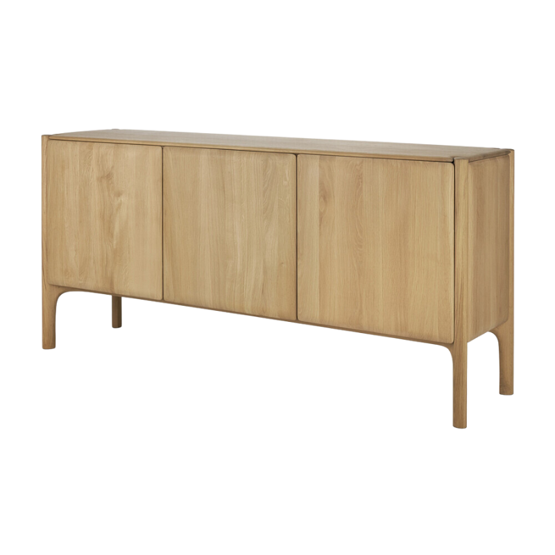 The 69 inch PI Sideboard from Ethnicraft in oak from an angle.