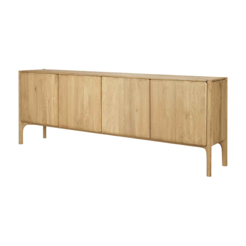 The 91 inch PI Sideboard from Ethnicraft in oak from an angle.