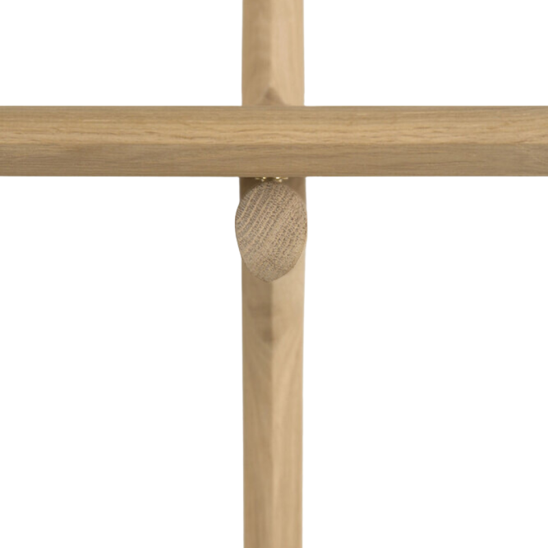 The PI Wall Shelf with Three Shelves from Ethnicraft in oak in detail.