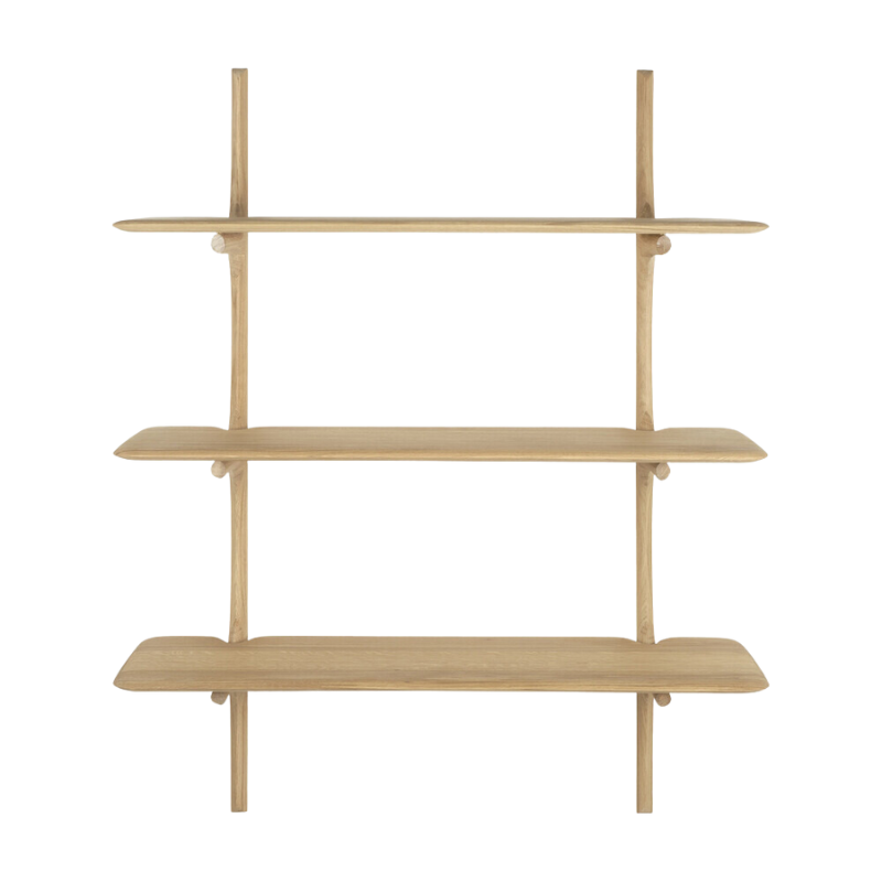 The PI Wall Shelf with Three Shelves from Ethnicraft in oak.