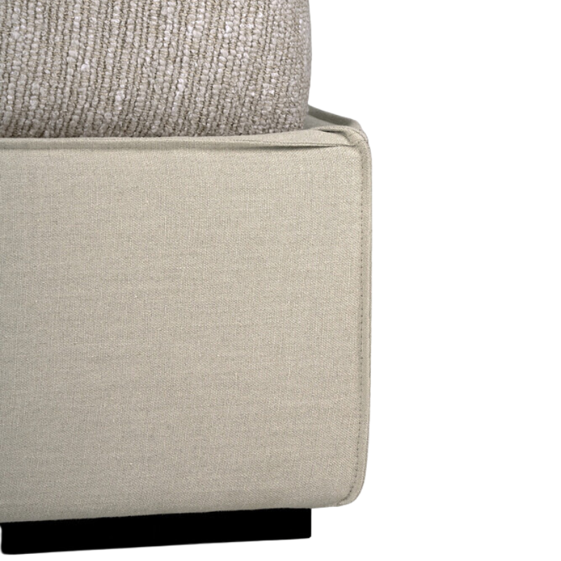 The Revive Bed from Ethnicraft in sand color close up.