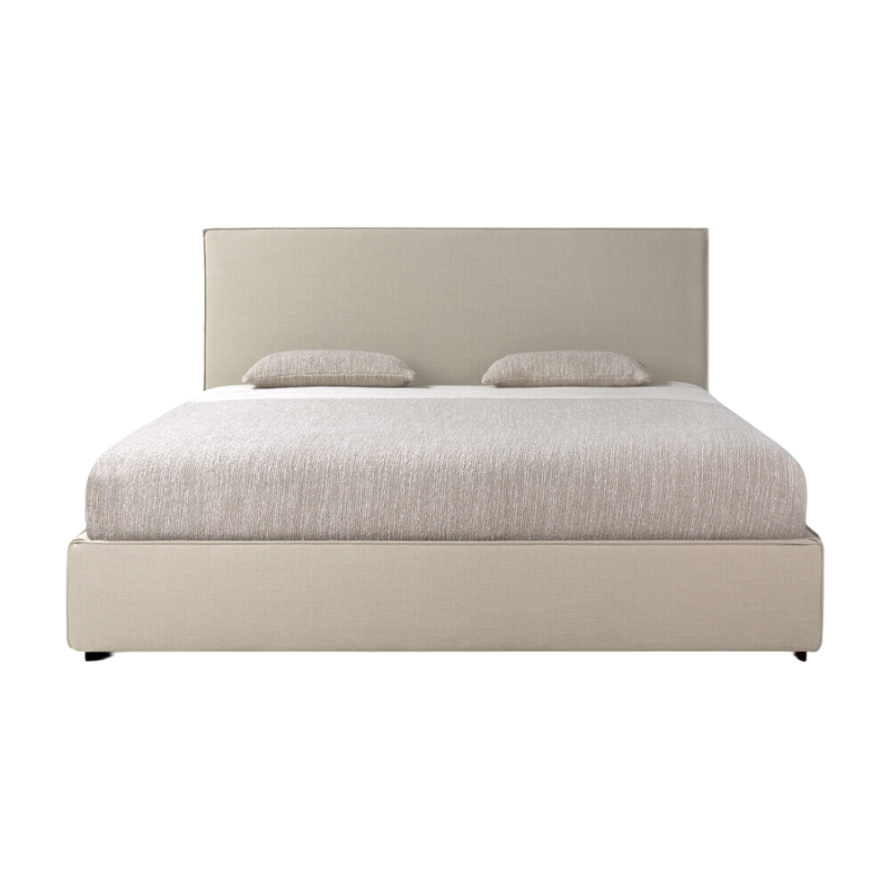 The Revive Bed from Ethnicraft in sand color from the front.