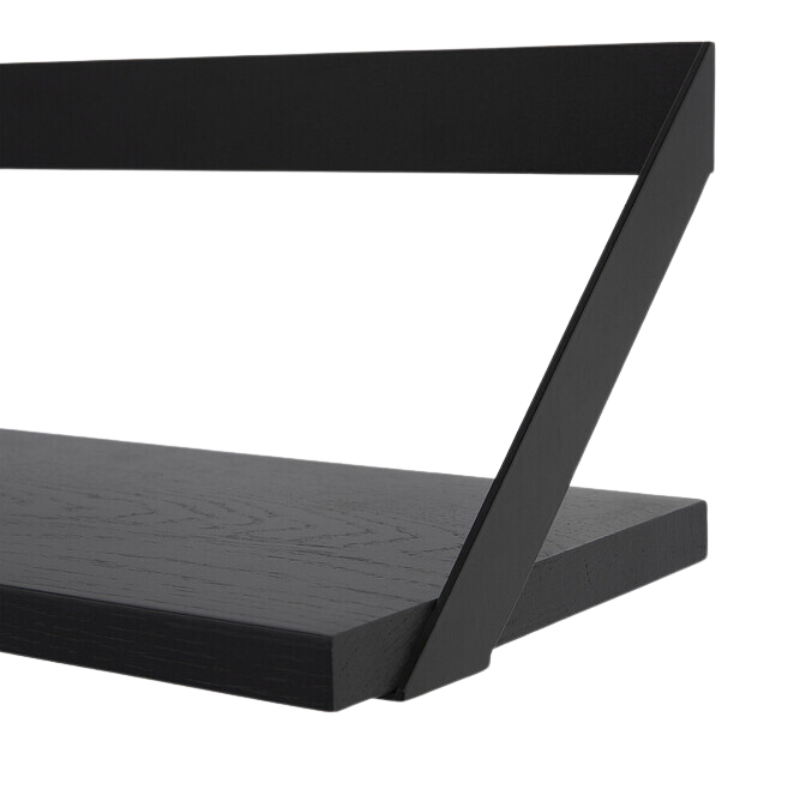The Ribbon Shelf from Ethnicraft made with black oak wood and black metal corner.