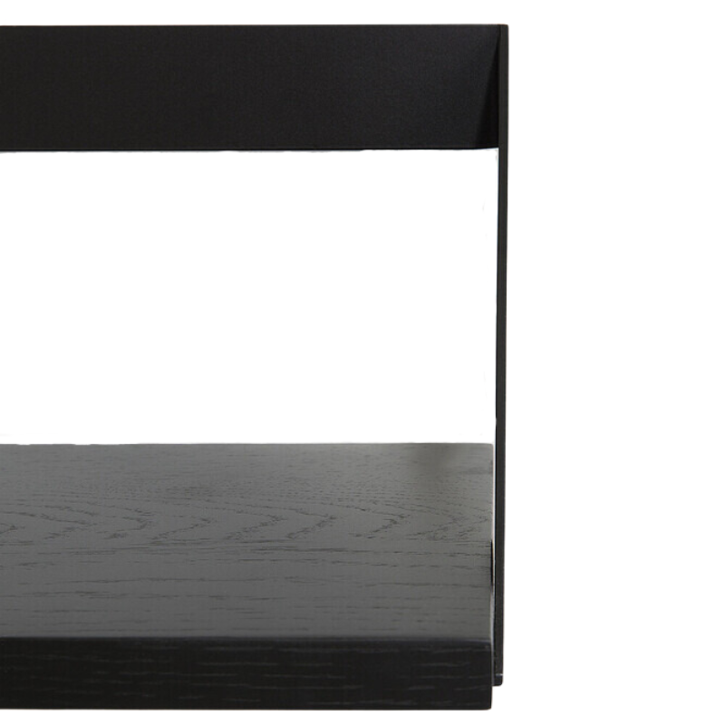 The Ribbon Shelf from Ethnicraft made with black oak wood and black metal detail.