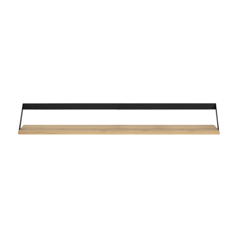 The Ribbon Shelf from Ethnicraft made with oak wood and black metal, 55.5 inch size.
