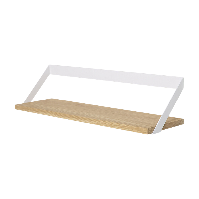 The Ribbon Shelf from Ethnicraft made with oak wood and white metal, 28 inch size.