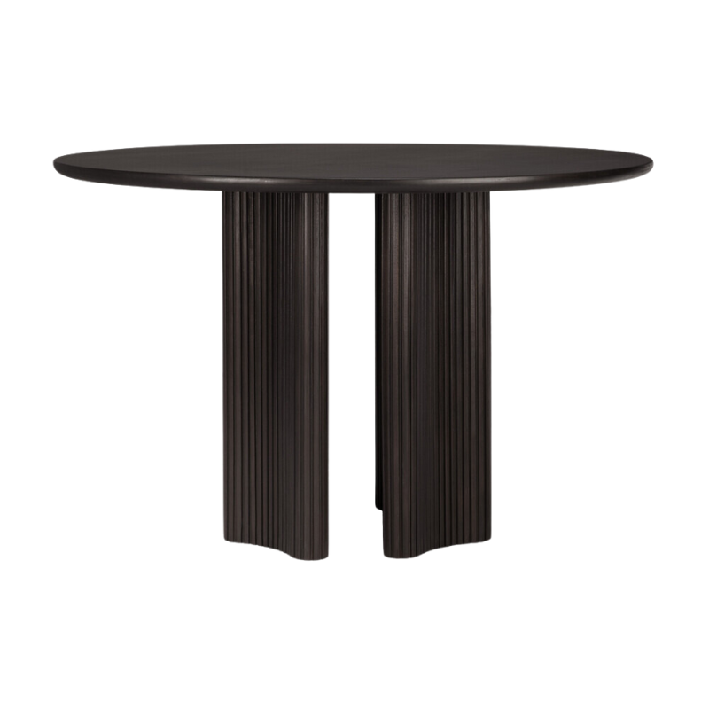 The Roller Max Dining Table from Ethnicraft showing the reversible legs function.