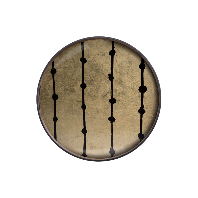 The Round Gold Leaf Dots Glass Tray from Ethnicraft.