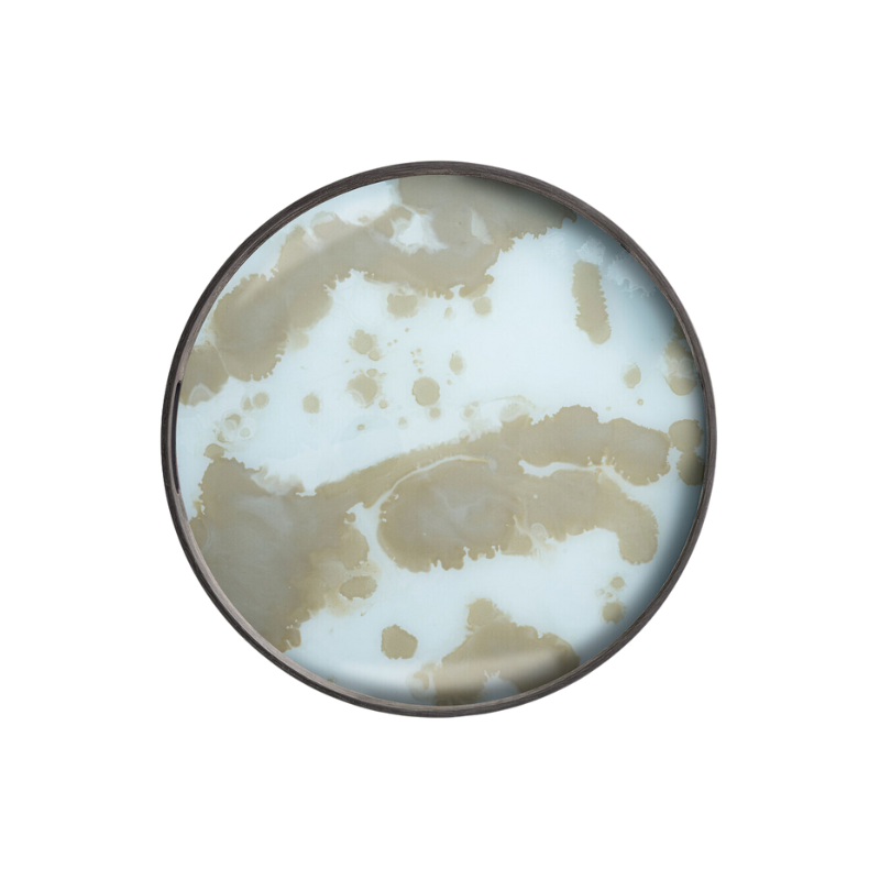The Organic Glass Tray from Ethnicraft round shape, small size in gold mist.