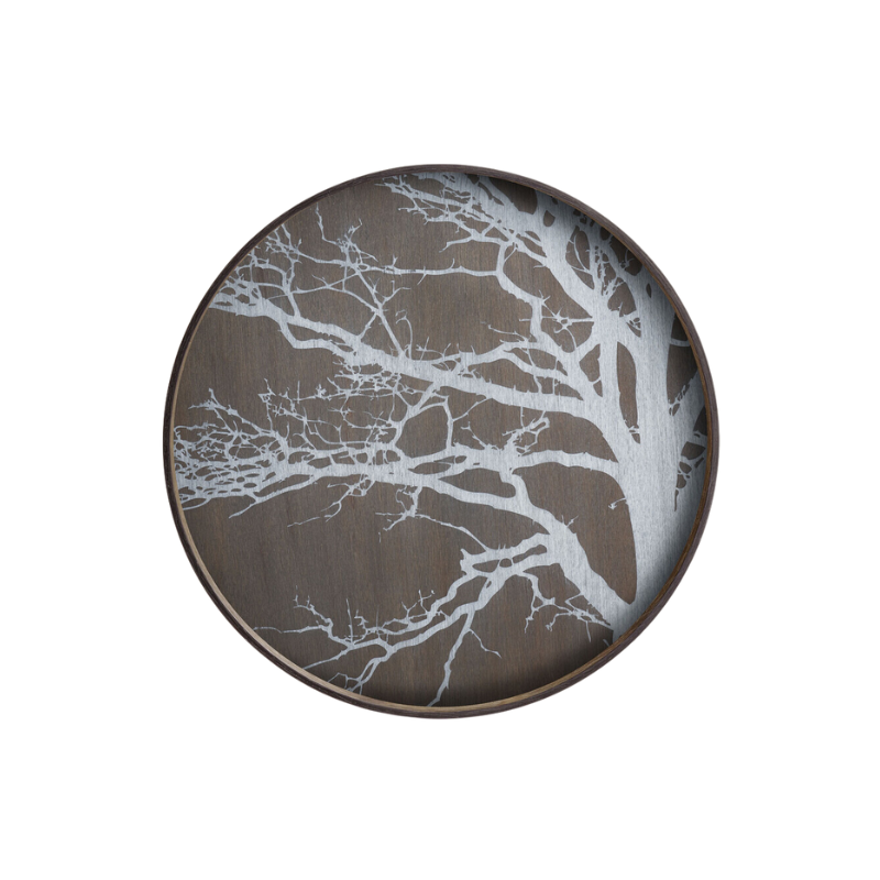 The Tree Wooden Tray from Ethnicraft round shape in white.