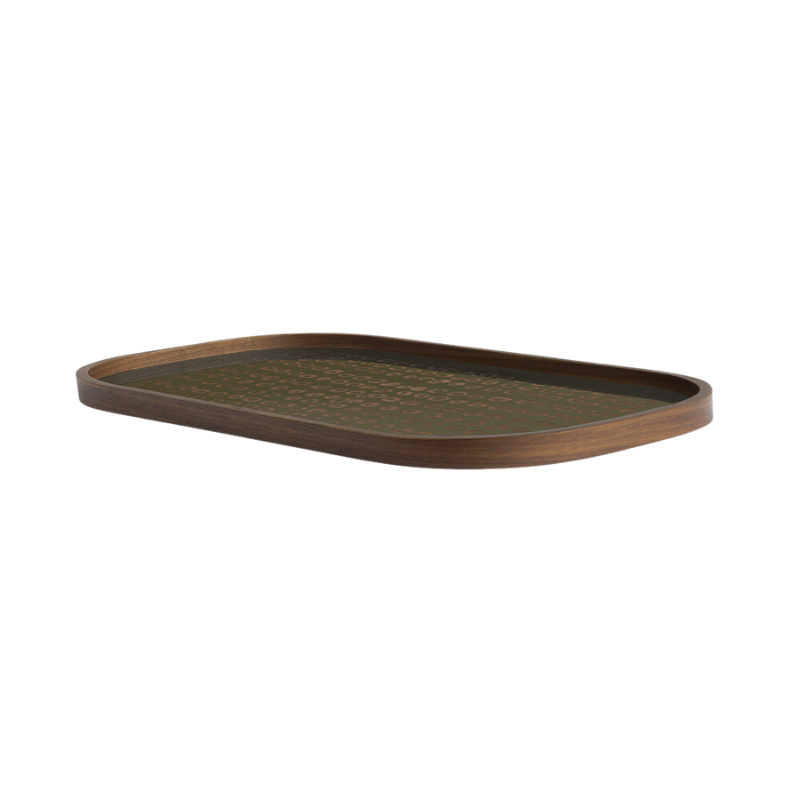 The Second Nature Valet Tray Large Rectangular from Ethnicraft from the side angle.