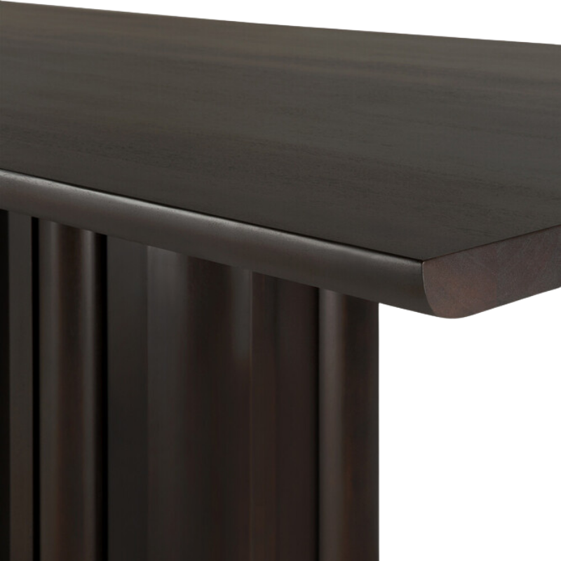 The Sequence Dining Table by Ethnicraft from the corner with a close-up.