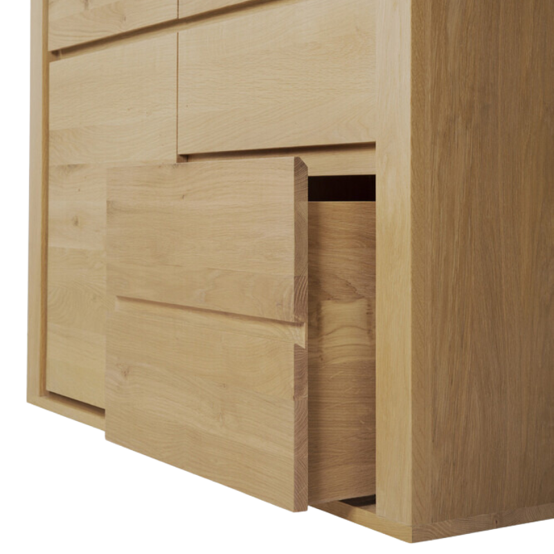 The Shadow Dresser from Ethnicraft open drawer close up.