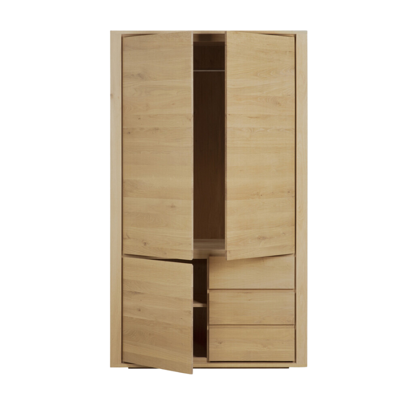 The Shadow Dresser from Ethnicraft with three open doors.