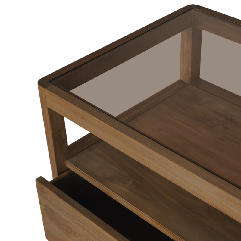 The Spindle Dresser from Ethnicraft in reclaimed teak close up.