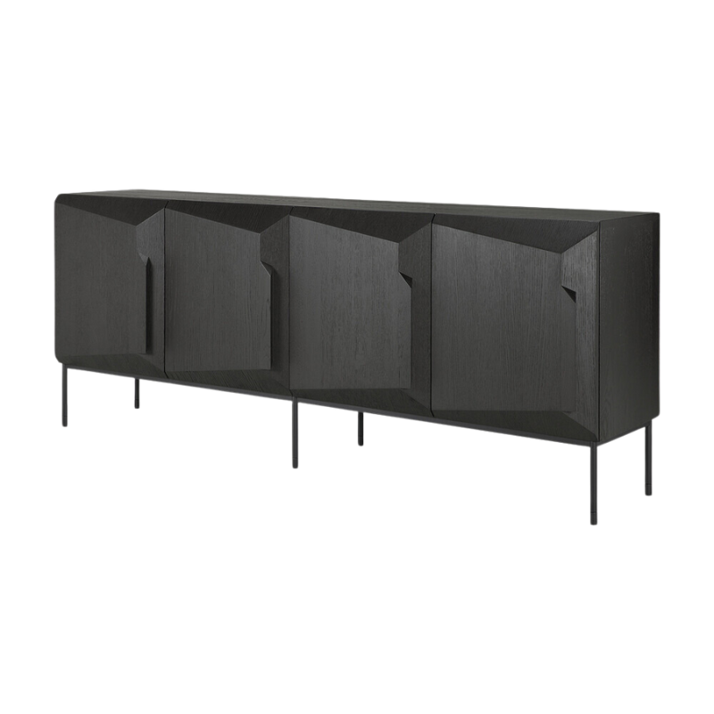 The Stairs Sideboard from Ethnicraft 79 inch in black oak angled.
