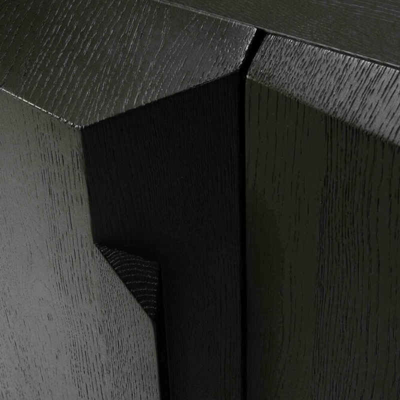 The Stairs Sideboard from Ethnicraft in black oak close up.