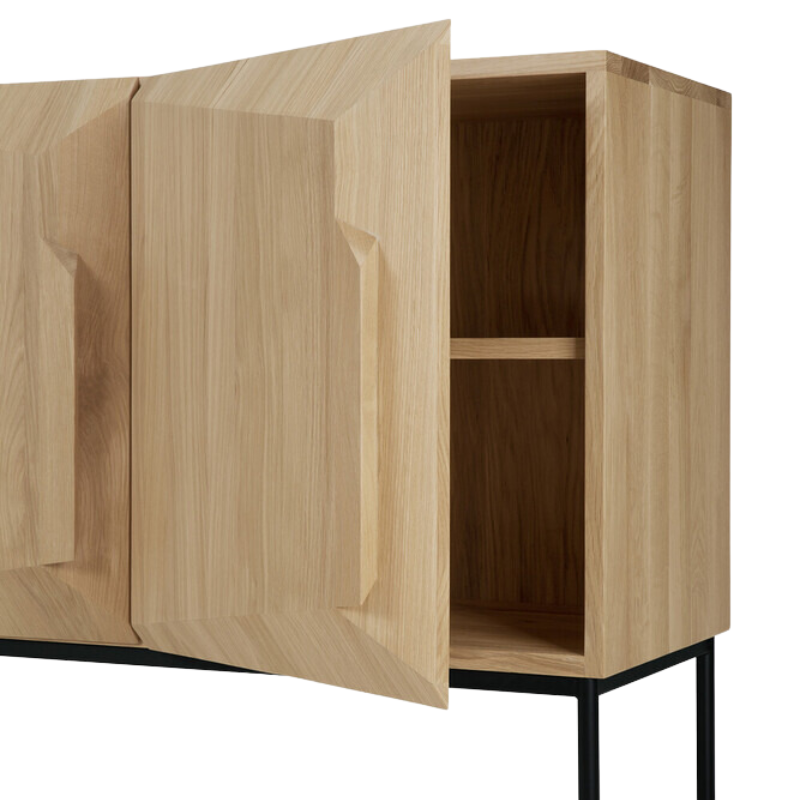 The Stairs Sideboard from Ethnicraft in oak showing the storage.