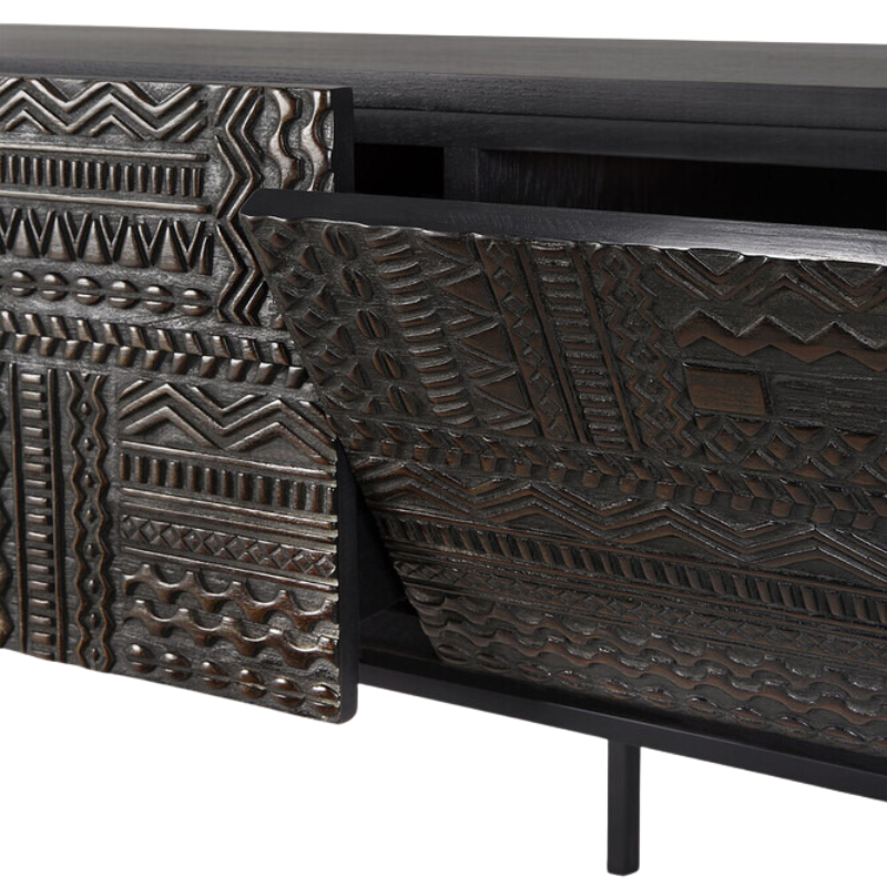 The Tabwa TV Cupboard from Ethnicraft flip-down door.