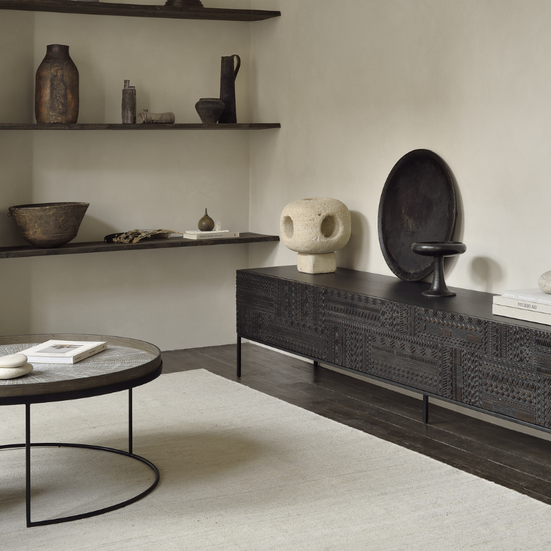 The Tabwa TV Cupboard from Ethnicraft in a lounge.