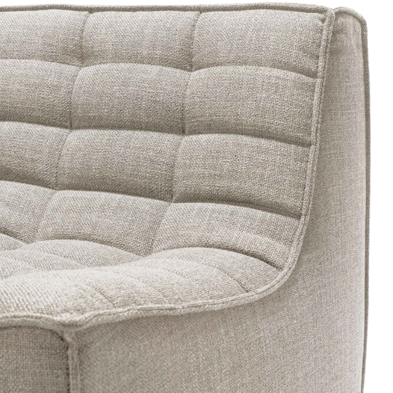 The N701 Three Seater Sofa from Ethnicraft with beige standard fabric close up.