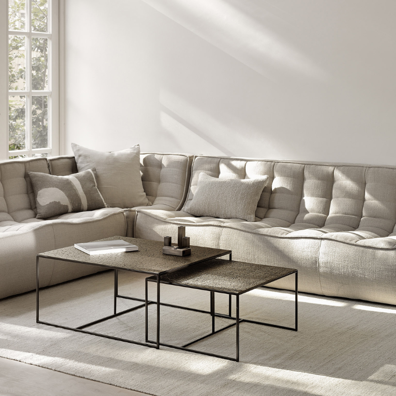 The N701 Three Seater Sofa from Ethnicraft with beige standard fabric in a designer home.