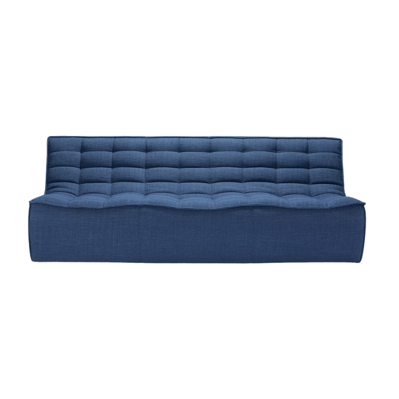The N701 Three Seater Sofa from Ethnicraft with blue standard fabric.