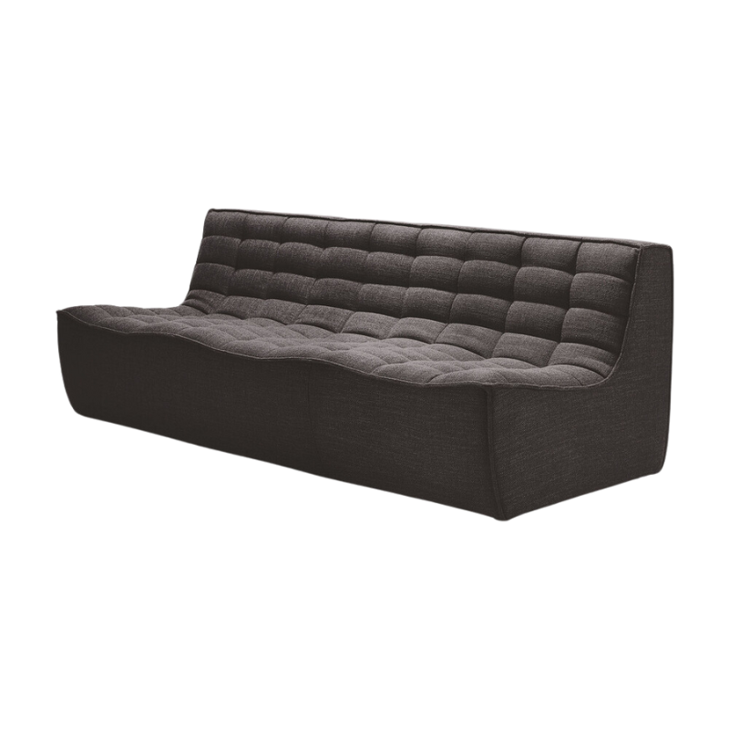The N701 Three Seater Sofa from Ethnicraft with dark grey standard fabric from an angle.