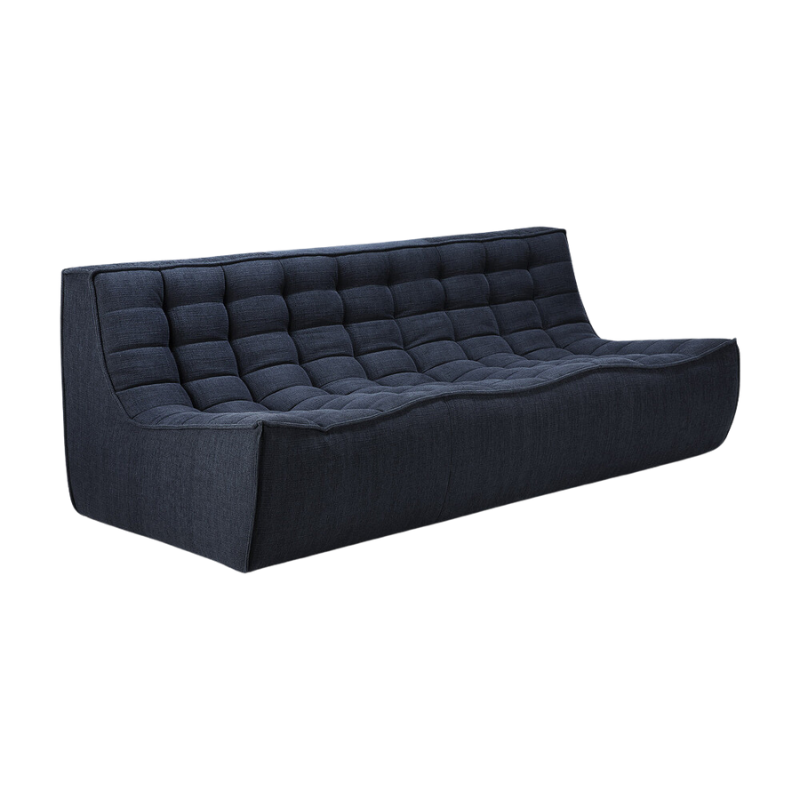 The N701 Three Seater Sofa from Ethnicraft with graphite eco fabric from an angle.