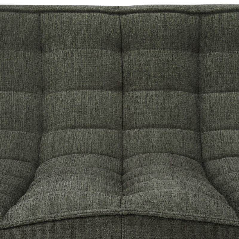 The N701 Three Seater Sofa from Ethnicraft with moss eco fabric close up.