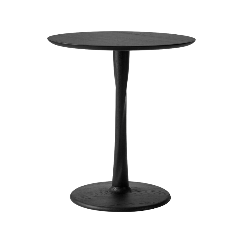 Illuminee Torsion Round Dining Table Black Oak, 27.5 inches by Ethnicraft.
