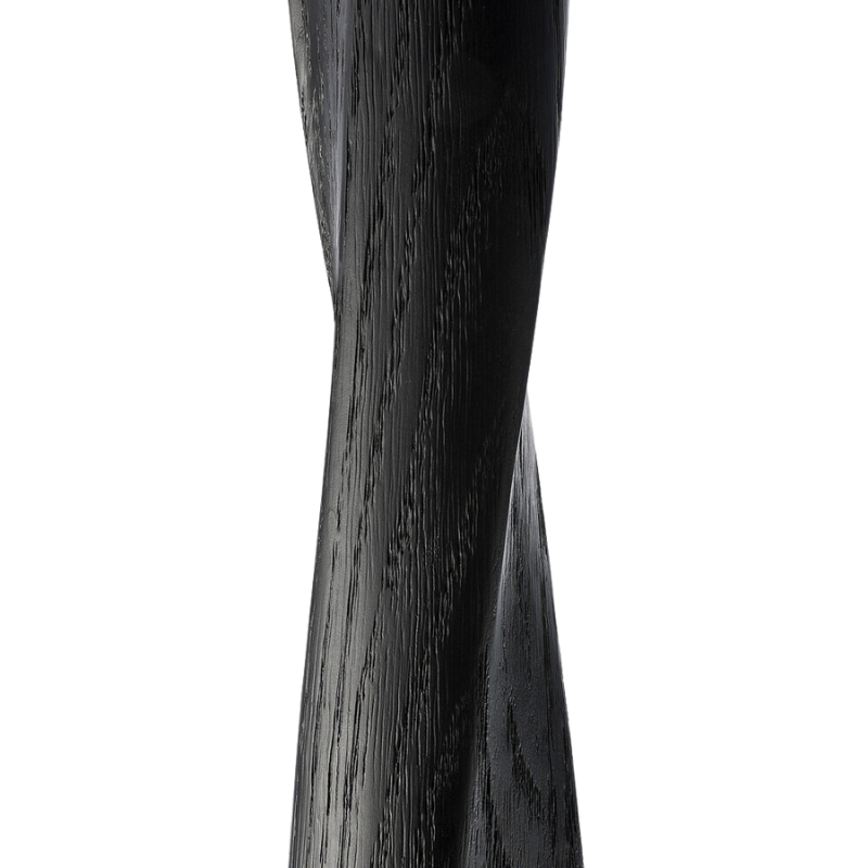 Illuminee Torsion Round Dining Table Black Oak by Ethnicraft, with the leg detail close-up. all-groups