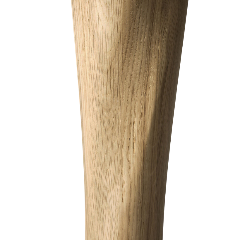 Illuminee Torsion round dining table by Ethnicraft in oak with leg close-up. all-groups