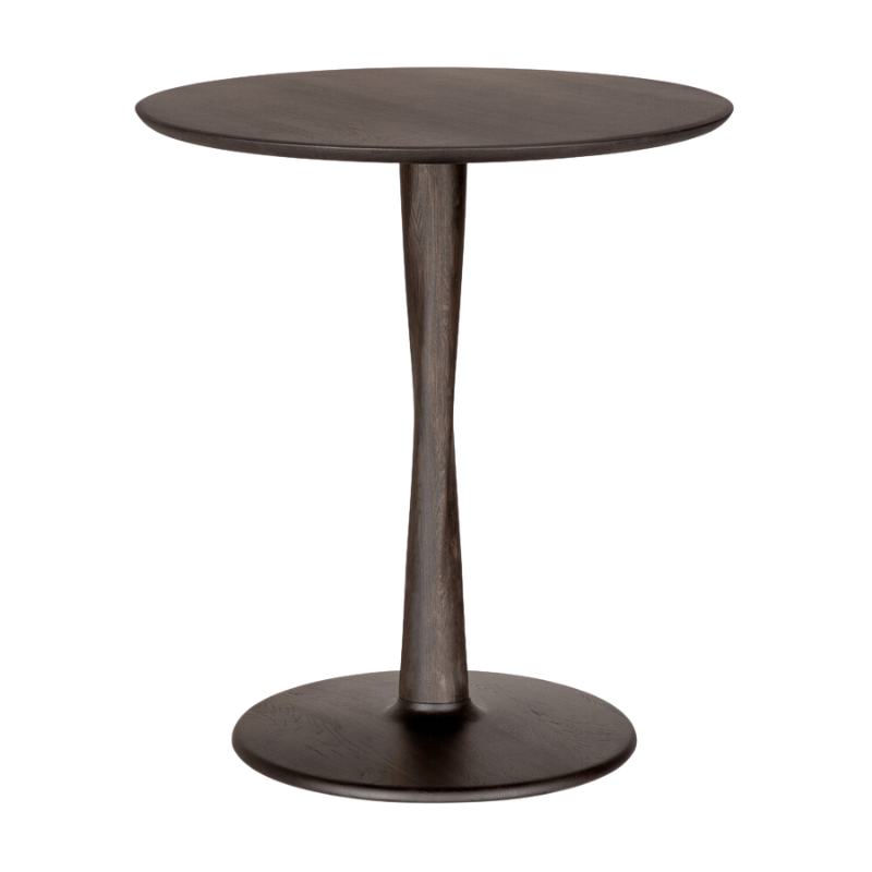 Illuminee Torsion Round Dining Table 27.5 inch by Ethnicraft in brown oak.