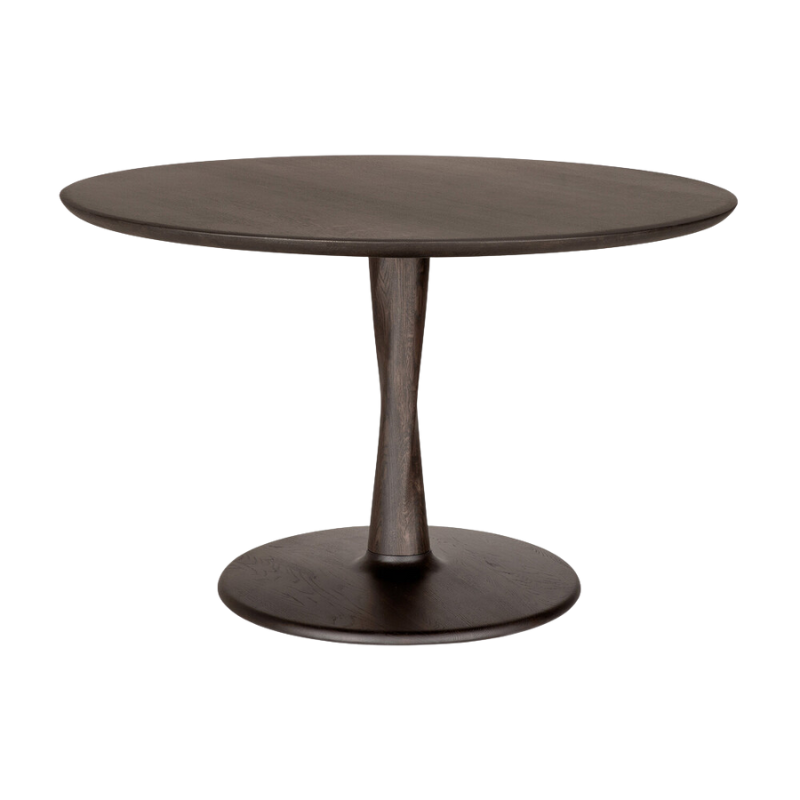 Illuminee Torsion Round Dining Table 50 inch by Ethnicraft in brown oak.