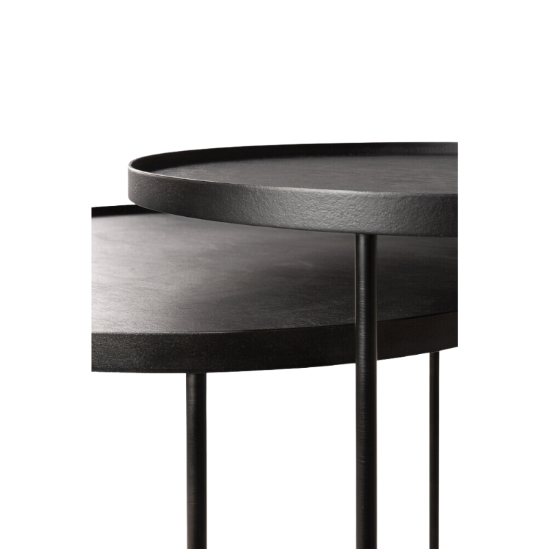 The Tray Side Table Set from Ethnicraft in a close up.