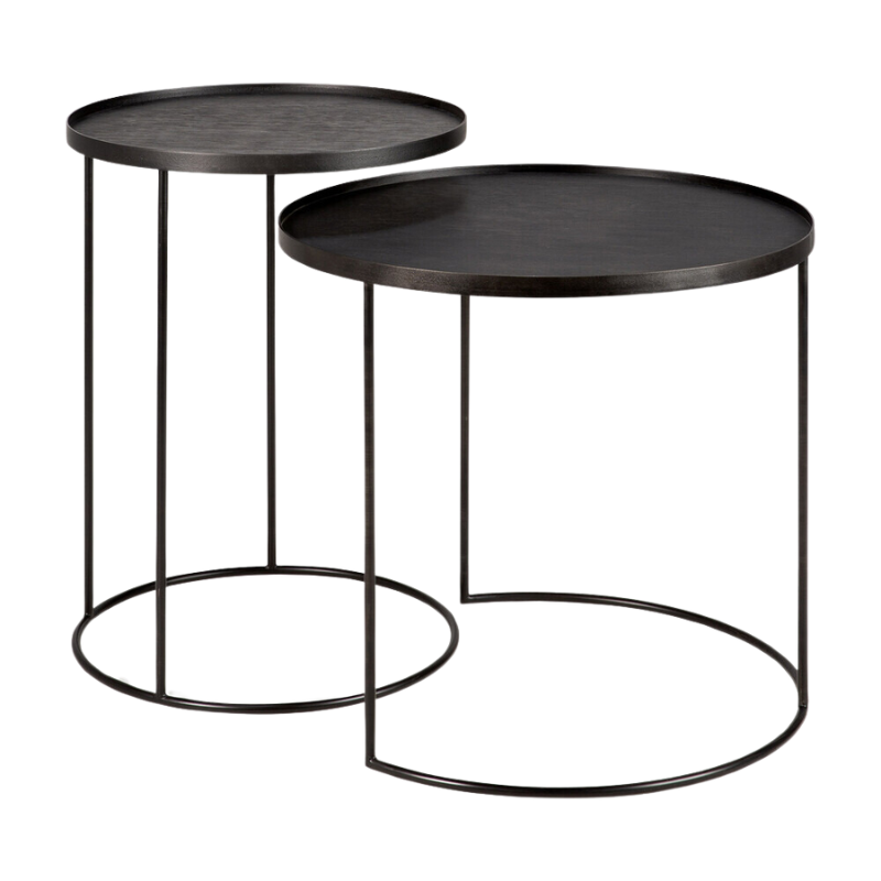 The Tray Side Table Set from Ethnicraft used as nesting tables.