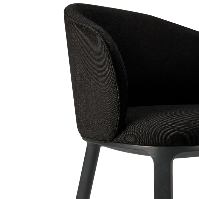 The Unda Dining Chair from Ethnicraft in black in detail.